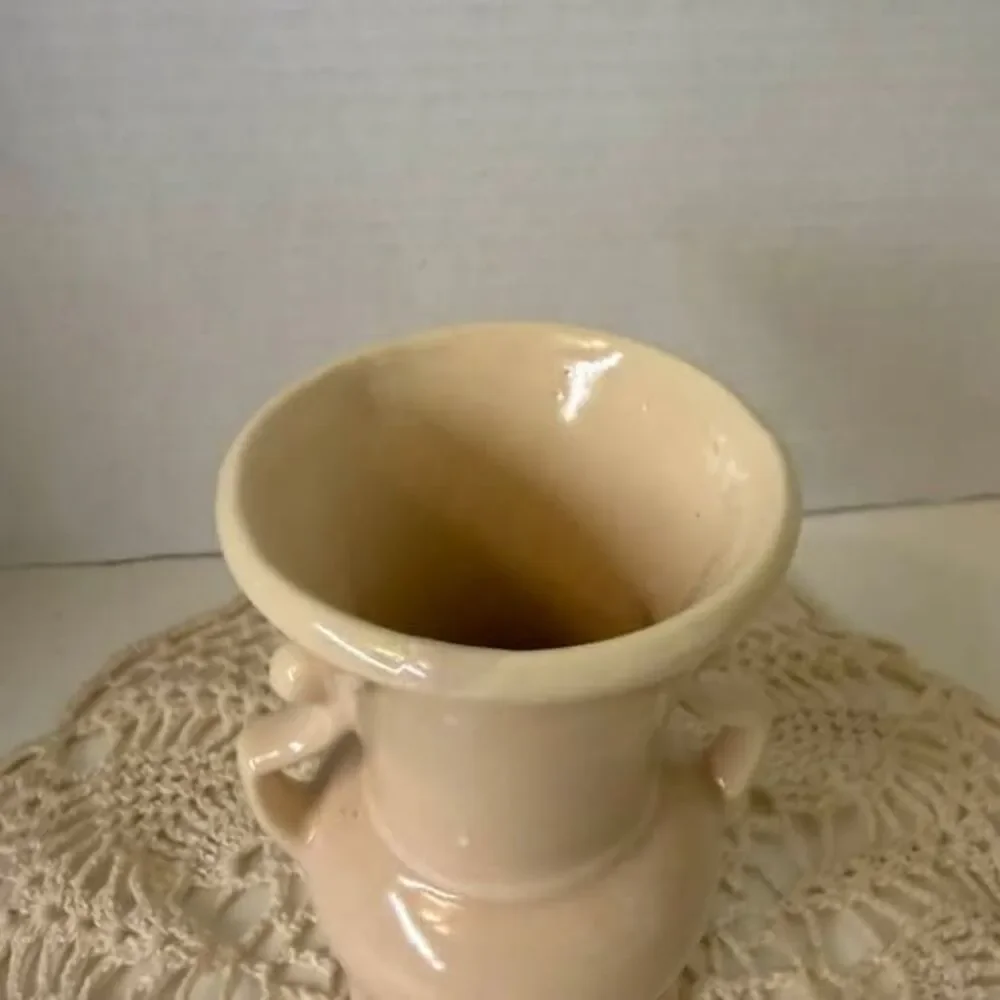 Vintage Cream Ceramic Double Handled Vase